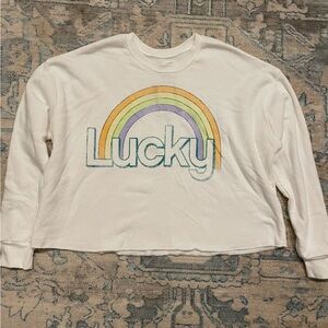 Grayson Threads Women's‎ White  Lucky Rainbow Graphic st. Patty Sweatshirt M